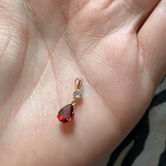Jewelry - 14k Gold & Garnet & Diamond Charm
